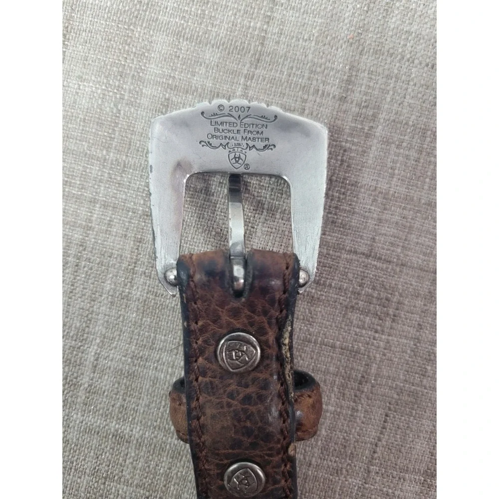 Ariat Mens Brown Full Grain Leather Western Belt 44 Limited Edition Buckle 2007
